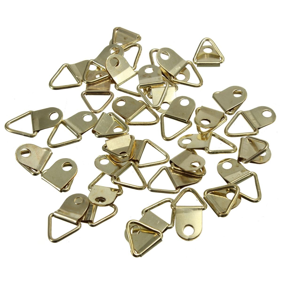 50Pcs Copper Triangle PhotoPicture Frame Wall Mount Hook Hanger Ring