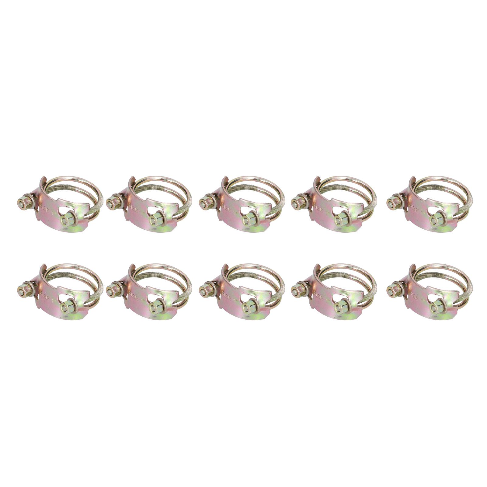 10Pcs Wire Hose Clamp Iron Material Corrosion Resistance Prevent Extrusion Gold
