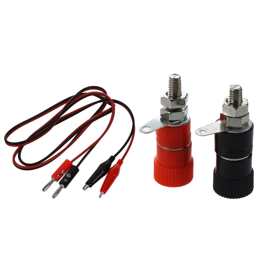 2 Pcs Red Black Banana Plugs To Alligator Clips Probe Test Cable 1M & 10 Pcs 3.8mm Thread 4mm Banana Plug Socket Binding Post Replacement - Red& Black & Red&Black&Silver Tone
