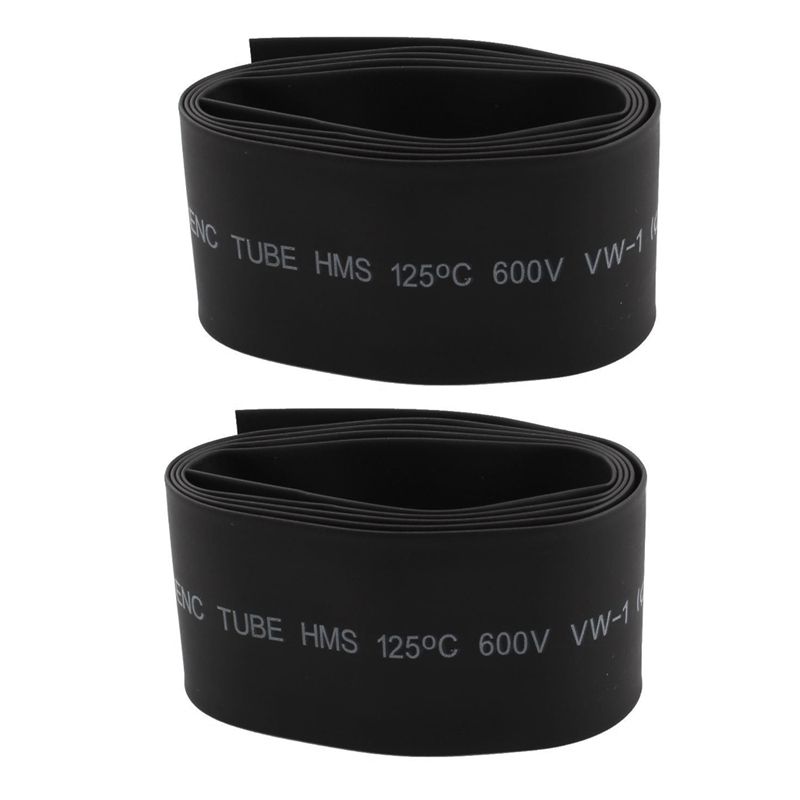 2X 30mm 2:1 Black Polyolefin Insulation Heat Shrink Tubing 1M