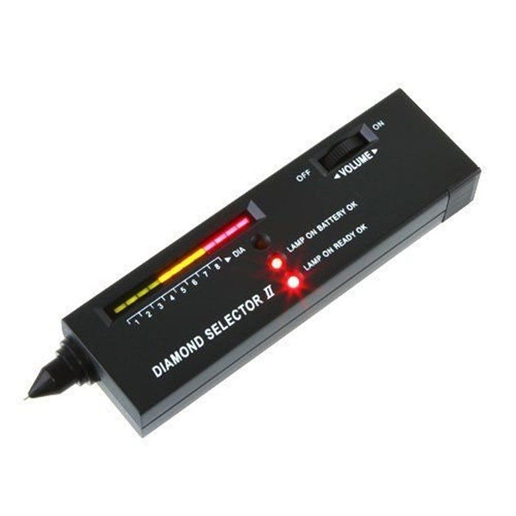 Diamond Gems Tester Pen Portable Gemstone Selector Tool Led Indicator Black