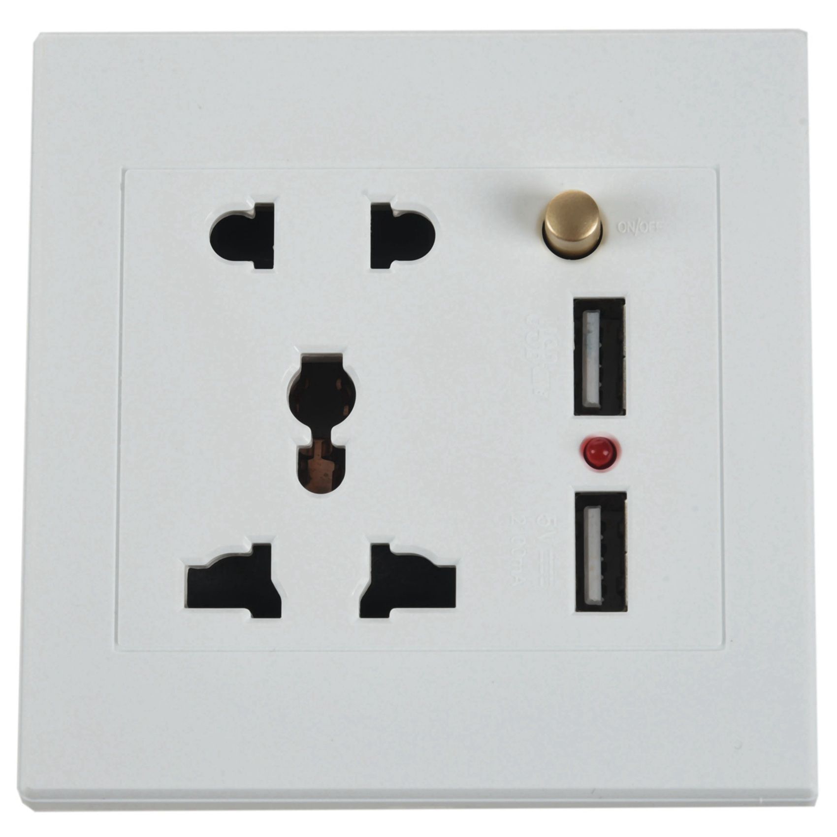 3X 2.1A Dual USB Wall Charger Socket Adapter Universial  Outlet Panel wite Switch