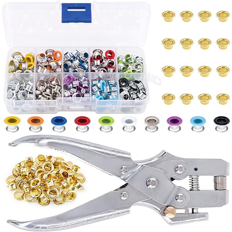 400Pcs 3/16 Inch Metal Grommets Kit,1Pcs Eyelet Hole Punch Pliers,Metal Eyelets Kits Shoe Eyelets Grommet Sets