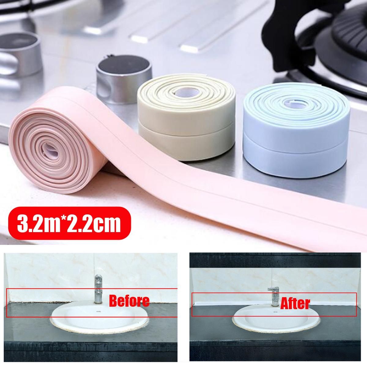 Accessories 3.2m*2.2cm Mold Proof Sealing Waterproof Tape Home Kitchen Waterproof Strip