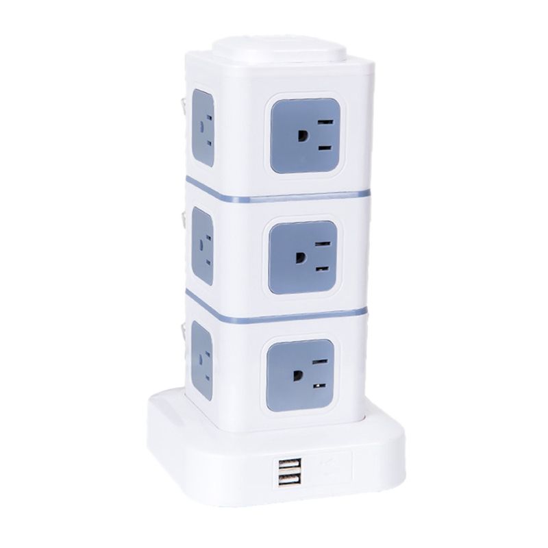 Vertical Power Strip with 2 USB 2500W 10A 6 Feet Extension Cord Surge Protector for Home Office,-US Plug