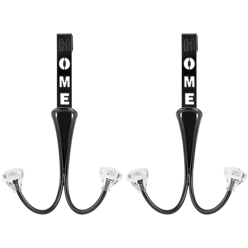 Over the Door Double Hanger Hooks -2 Pack Metal Twin Hooks Organizer for Hanging Clothes, Coats, Hats, Robes