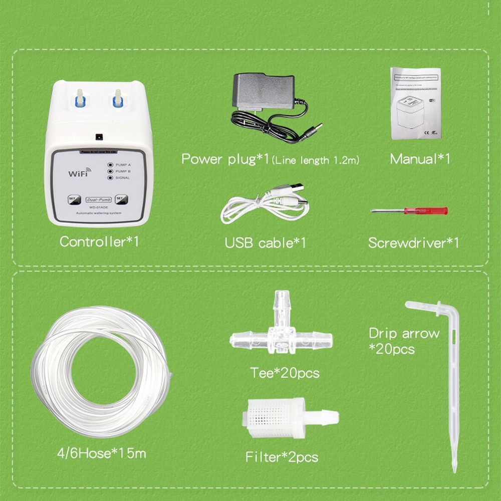 WIFI Remote Control Intelligent Watering Device Automatic Water Drip Irrigation System Mobile Control 15/20 Pot Irrigation Set