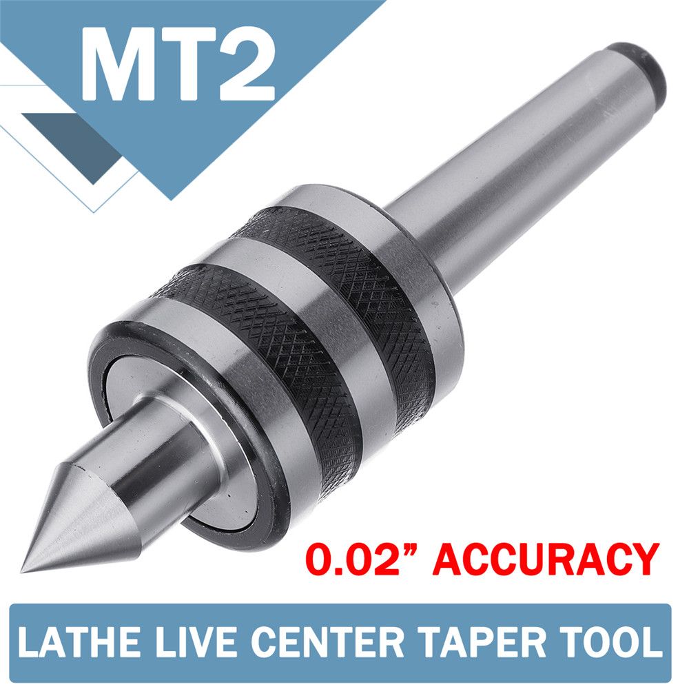 Applied MT2 0.02” Lathe Live Milling Center Revolving Morse Taper Triple Bearing Turning