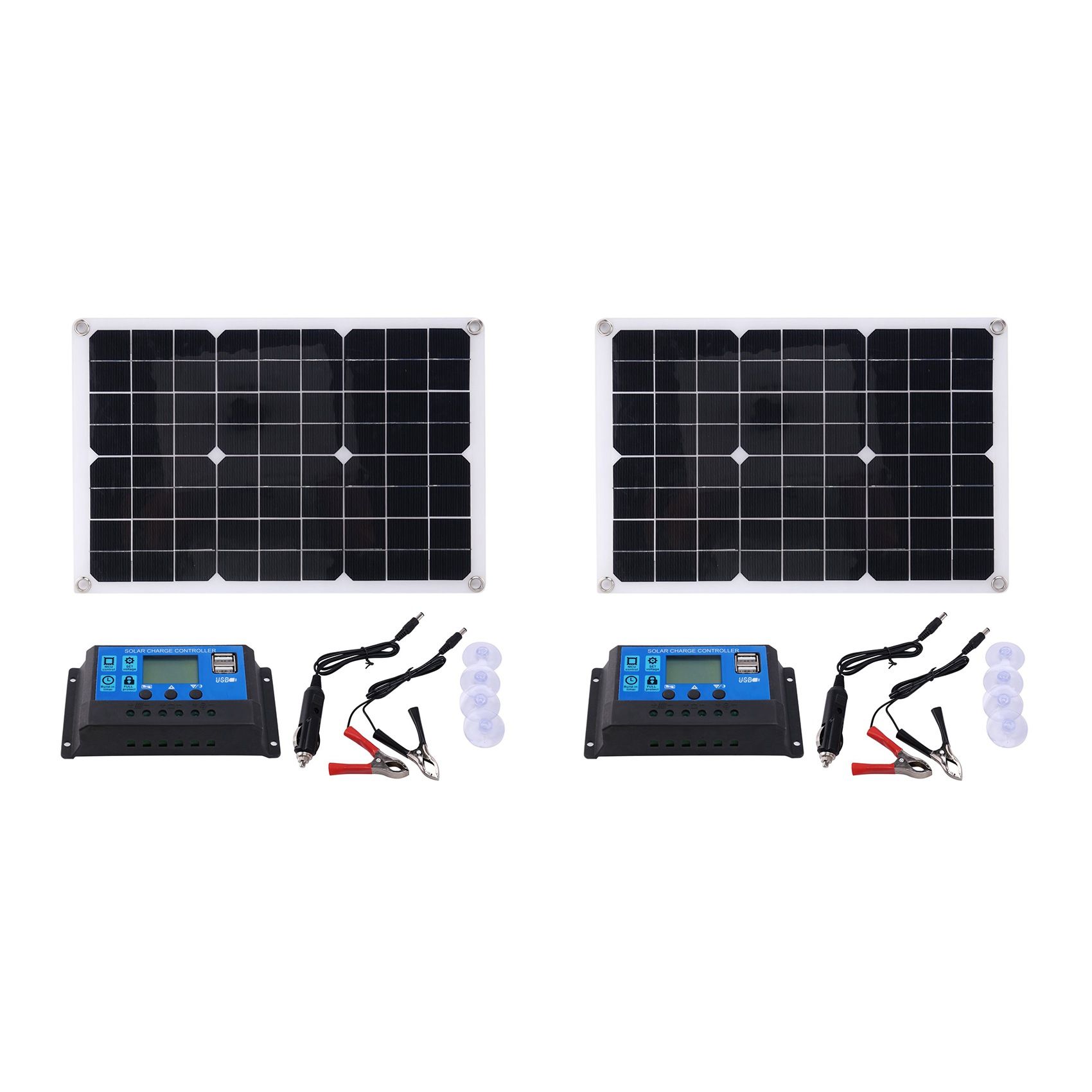 2X 15W Solar Panel 12V  Charger Kit 50A Controller for Caravan Van Boat Dual USB