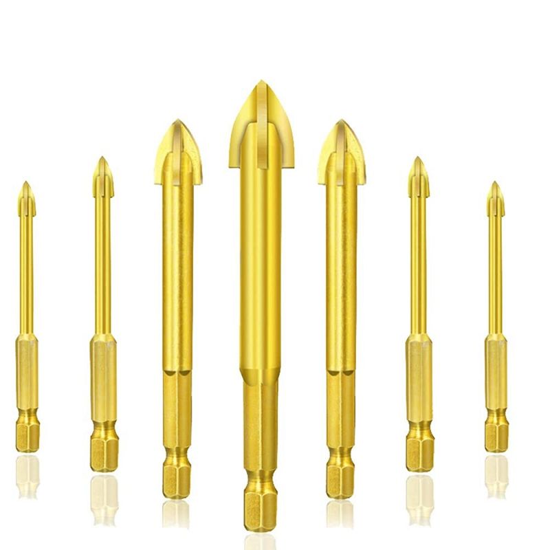 7 Piece Efficient Universal Tool,Multifunctional Cross Triple-Cornered Drill Bit Carbide Tip Spear Head(3-12 mm)