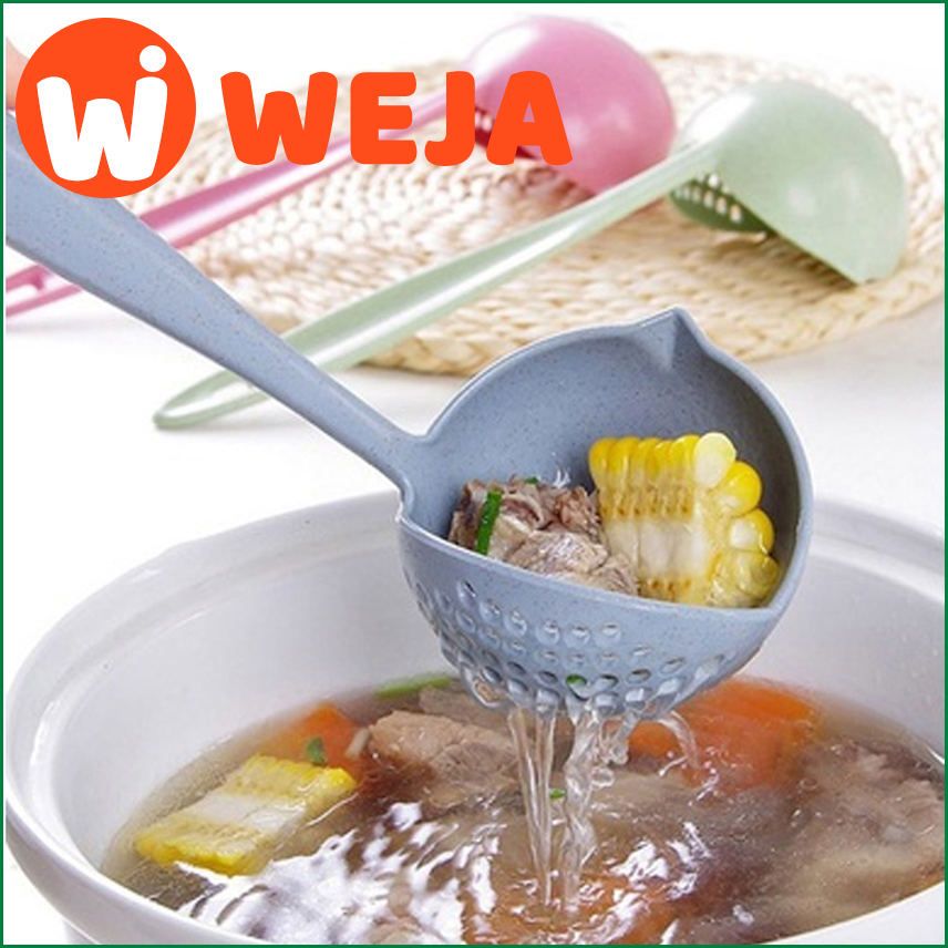 New Soup Spoon Long Handle Kitchen Strainer Solid Color Cooking Colander Kitchen Scoop Plastic Tableware Colander Hot
