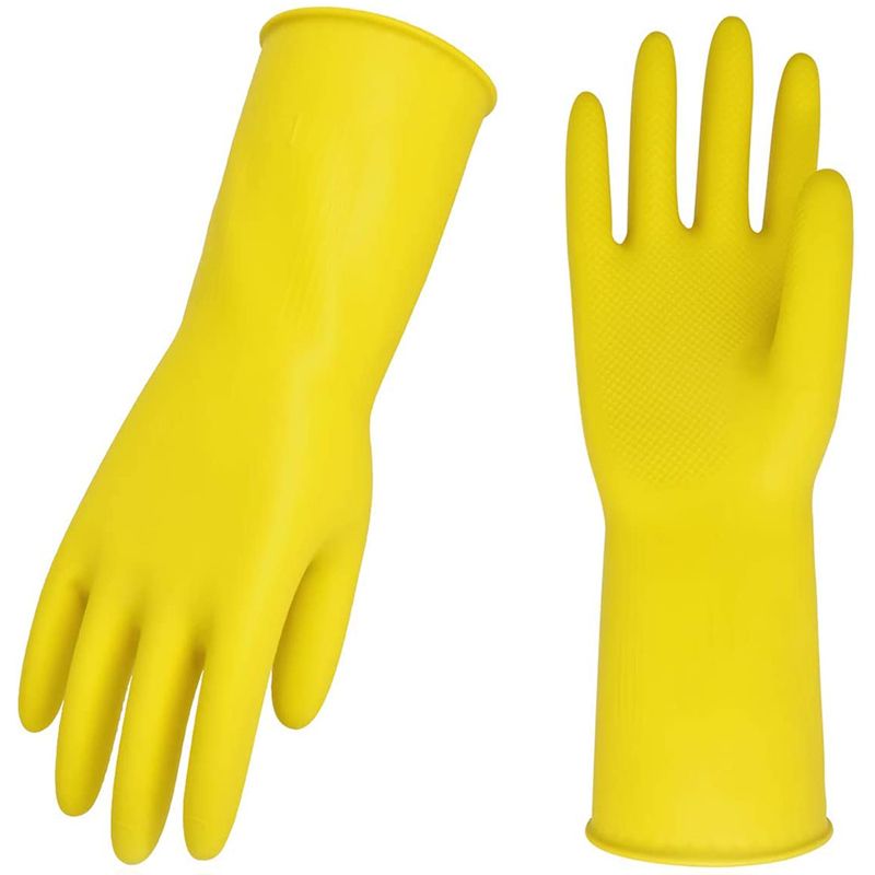 10 Pairs Of Reusable Rubber Gloves, Long Sleeve Glove, Garden, Car, Pet Care L, Yellow