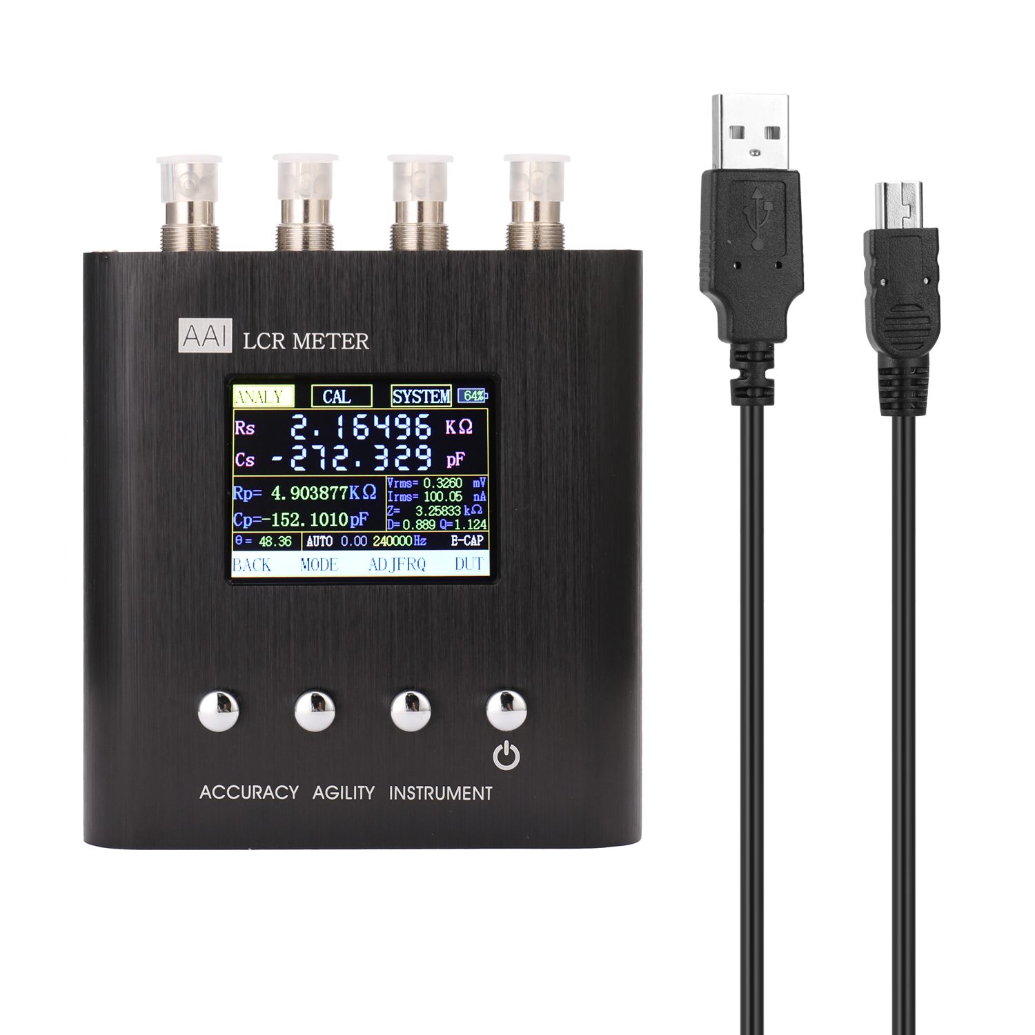 50Hz~100KHz-24 Frequency Points 2.4 Inch TFT Screen Handheld Portable Tool LCR Meter Digital Bridge Impedance Tester Multifunction Measuring Instrument Measure Resistance Ccapacitance Inductance