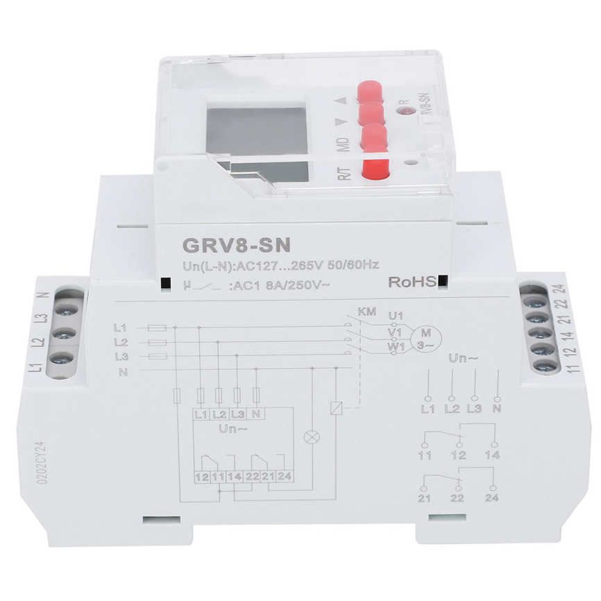 3‑Phase Display Voltage Relay Power Surge Protector LED Indication GRV8‑SN