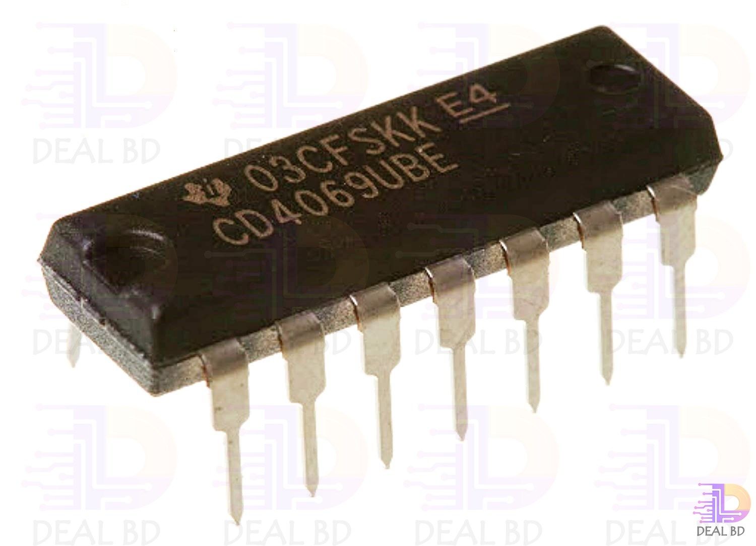 2Pcs- CD4069 Hex Inverter IC DIP-14 Dual In-Line Package CD 4069 Electrical Circuitry & Parts