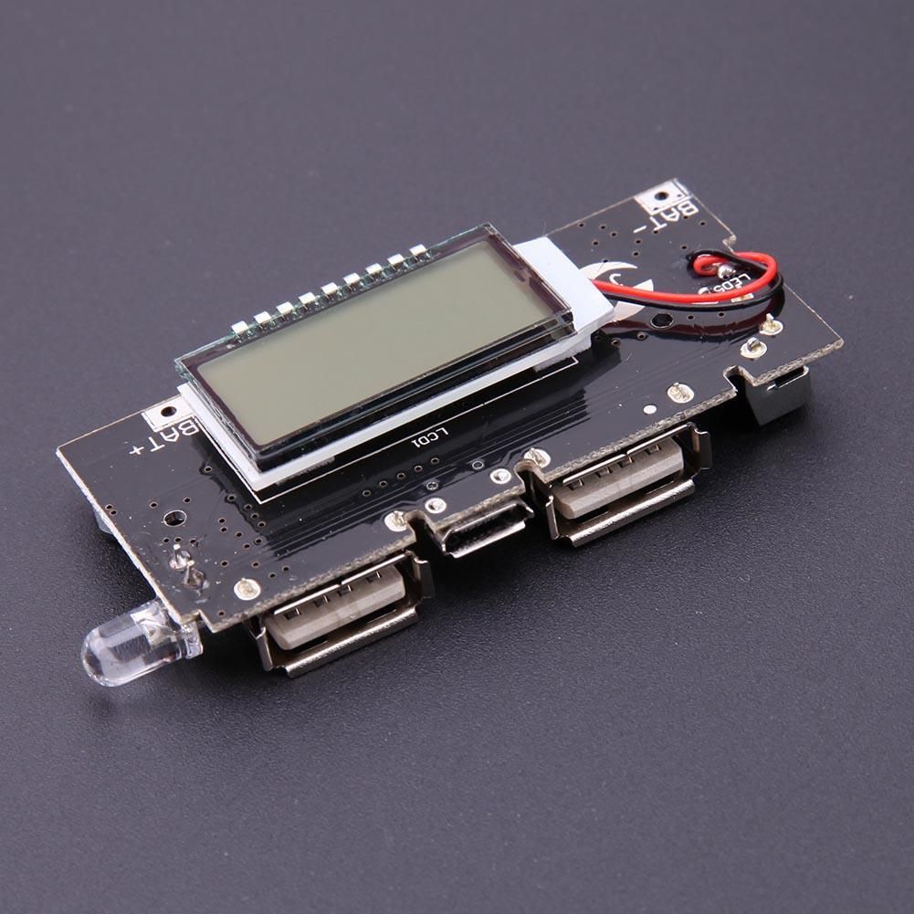 BLACK Power Bank Circuit With LCD Display Input DC 5V 2A Micro USB Socket Output DC 5V 2.1A 1A Dual USB Flash Light & BMS Protection Lithium Battery 3.7V 14500 18650 Battery Mobile Smart Phone Charging Module