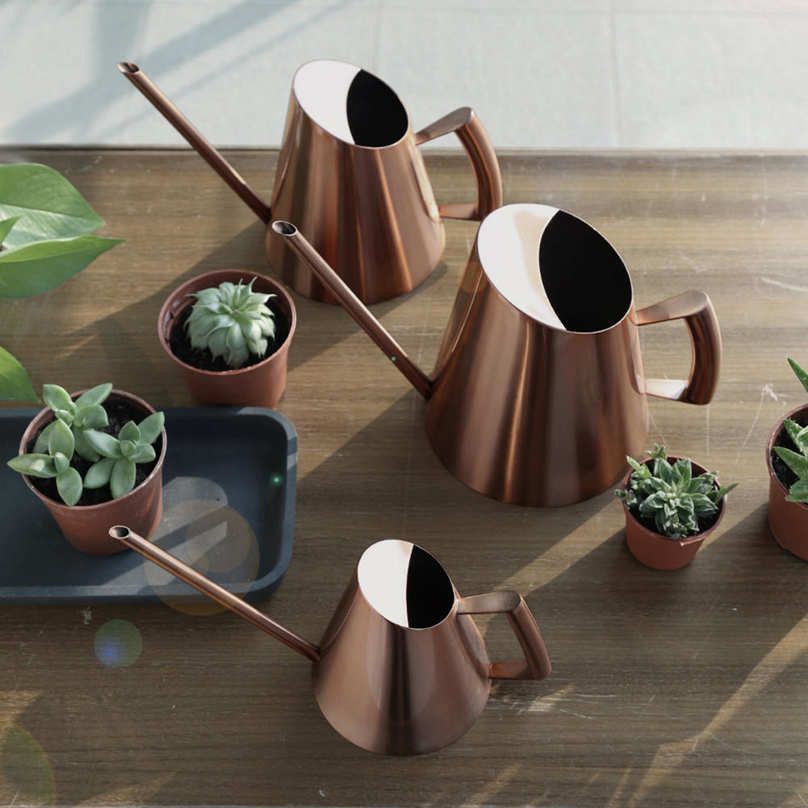 Household Stainless Steel Watering Can Pot Garden Green Flower Kettle Bronze