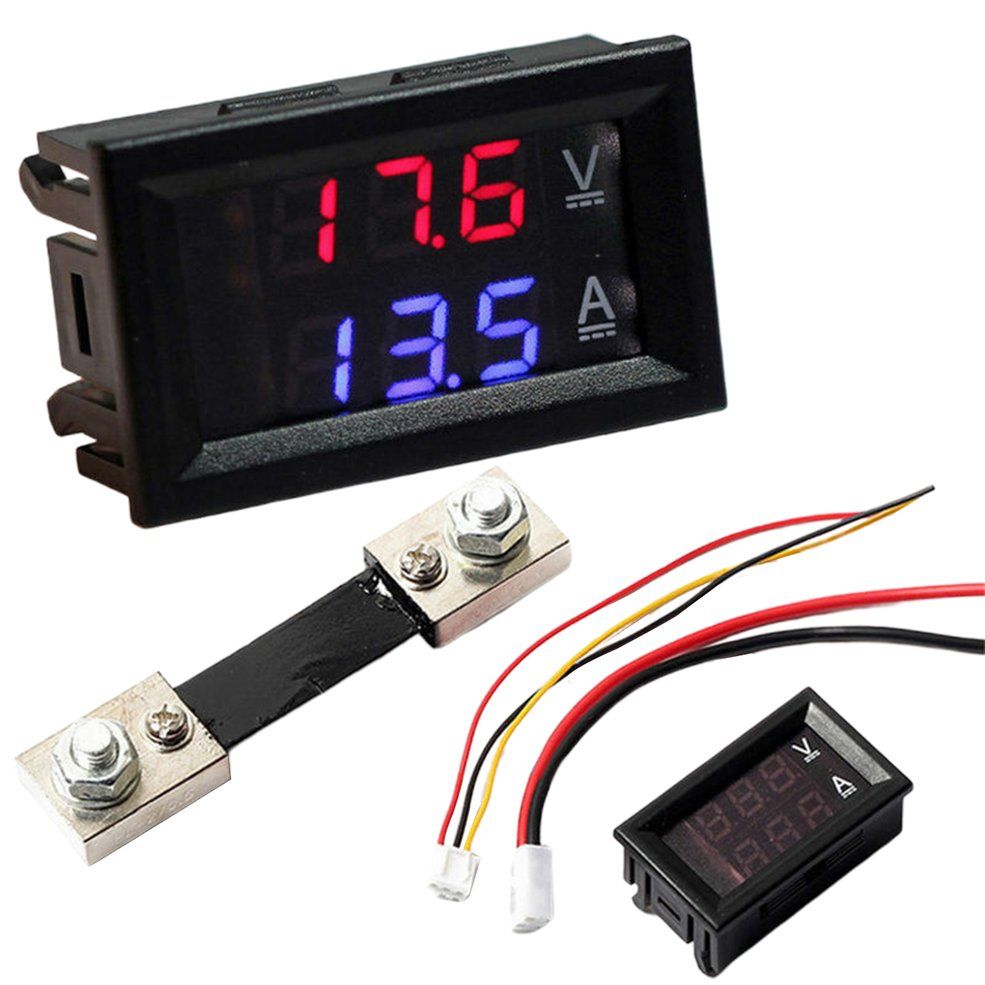 US DC 100V  Voltmeter Ammeter   Volt Amp Meter Gauge  0ML 1/10/50 / 100A LED Dual Digital LED Digital Voltmeter Ammeter