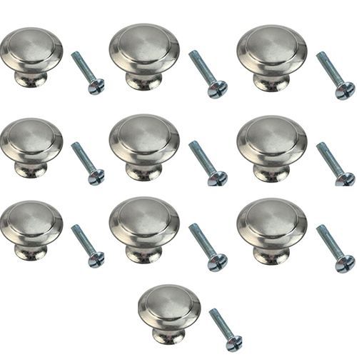 10 Pcs Durable Kitchen Stainless Steel Round Cupboard Knobs Drawer Cabinet Handle