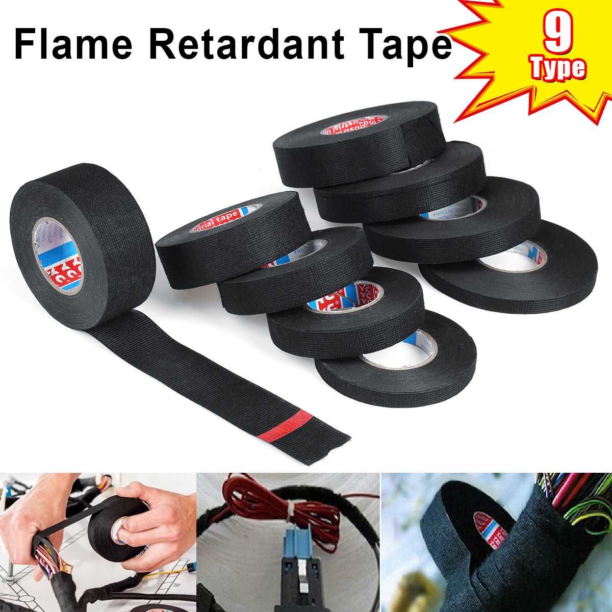 9/15/19/25/32/38mmx15/20/25m Heat-resistant Wiring Harness Tape Looms Wiring Harness Cloth Fabric Tape Adhesive Cable Protection