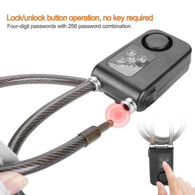 110dB Smart Waterproof Pas Bicycle Lock Anti- Alarm Batteries Not Included