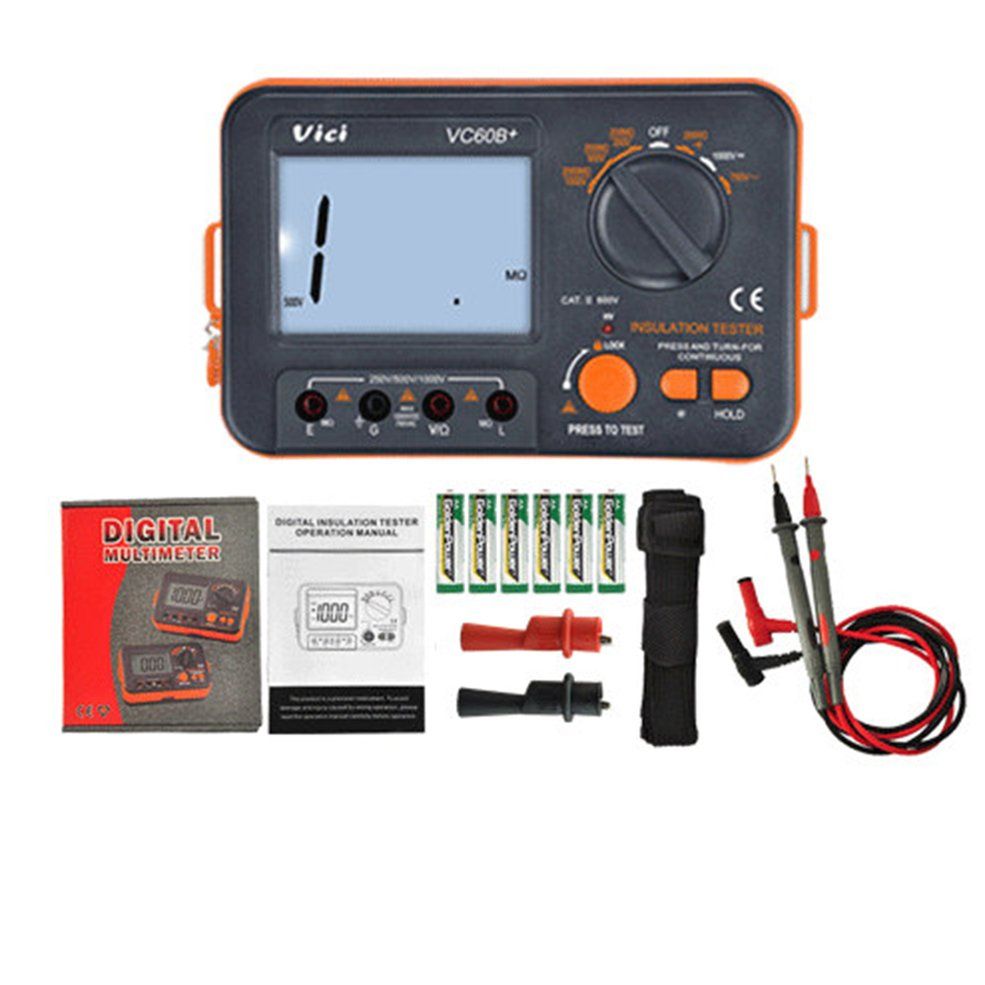 MA VC60B + Insulation Resistance Tester 250V 500V 1000V Digital Megohmmeter  Digital    Tester MegOhm Meter-black
