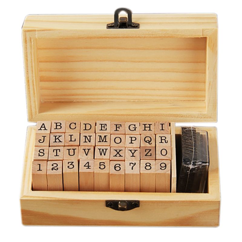 Digital Seal Sonery Gift Diary Decoration DIY Handmade From Momu Rectangular Digital Letter Stamp-Typewriter Font