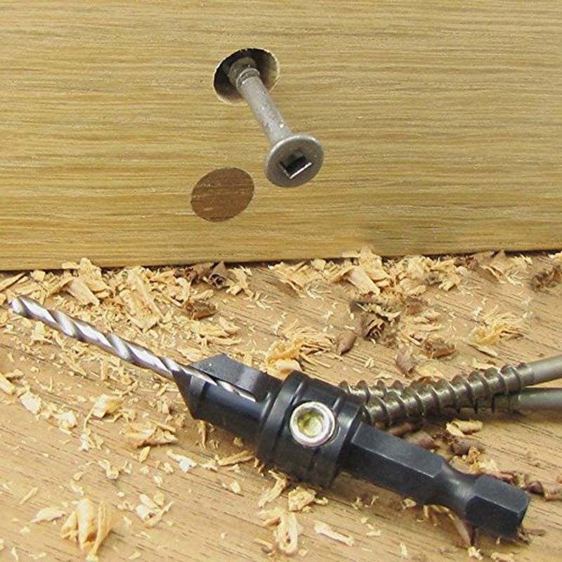 Useful 5 Pcs Countersink Drill Bit Drill Press Set Reamer Woodworking Drill Bit DIY Wrench Drill Tool Set