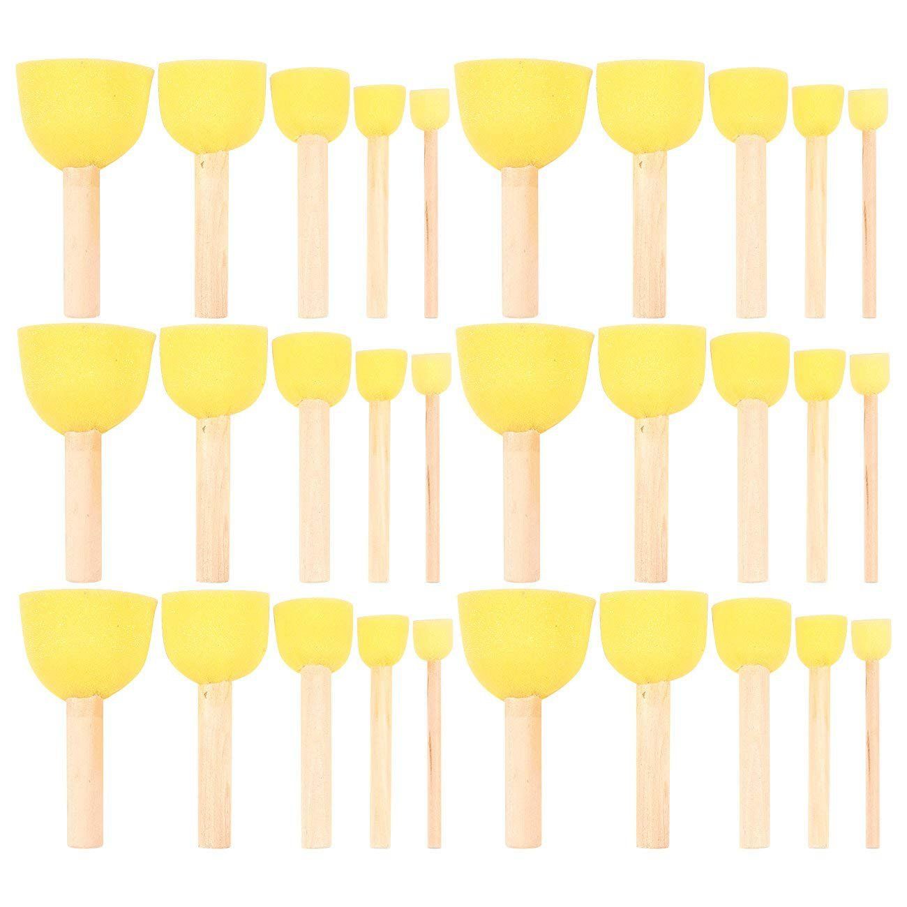 Practical Product Pack of 30 Round Foam Sponge Paint Brush Set - Stencil Brush Value Pack - 5 Different Sizes - Great for Kids Arts and Crafts, Stencils, Painting