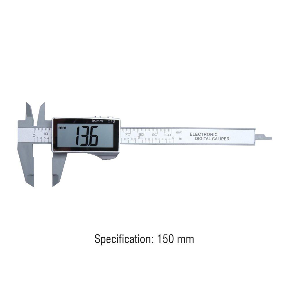 150mm 6inch LCD Digital Ruler Electronic Carbon Fiber Vernier Calipers Gauge Micrometer Measuring Tool Instrument-K