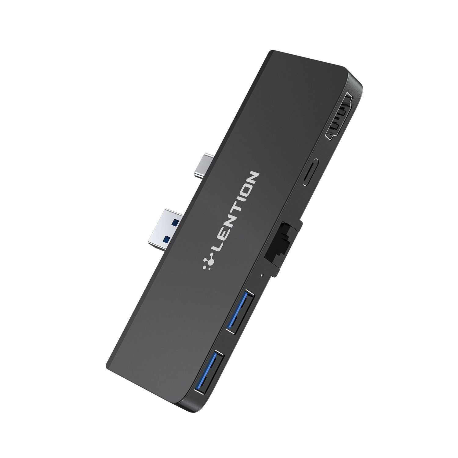 LENTION USB 3.0 HUB Multi USB to USB3.0 Port HDMI-Compatible/ RJ45 Dock for Surface Pro7 Splitter Adapter PD Charger(Black)