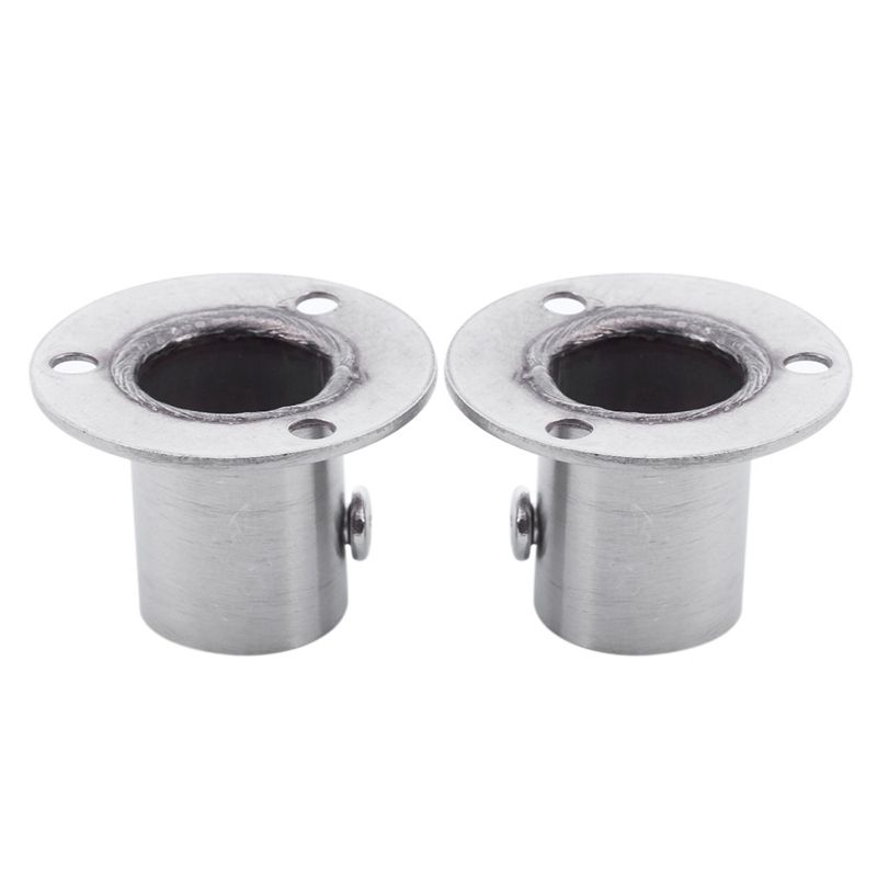 Wardrobe 19mm Tube Stainless Steel Rail Rod End Support Bracket 2pcs