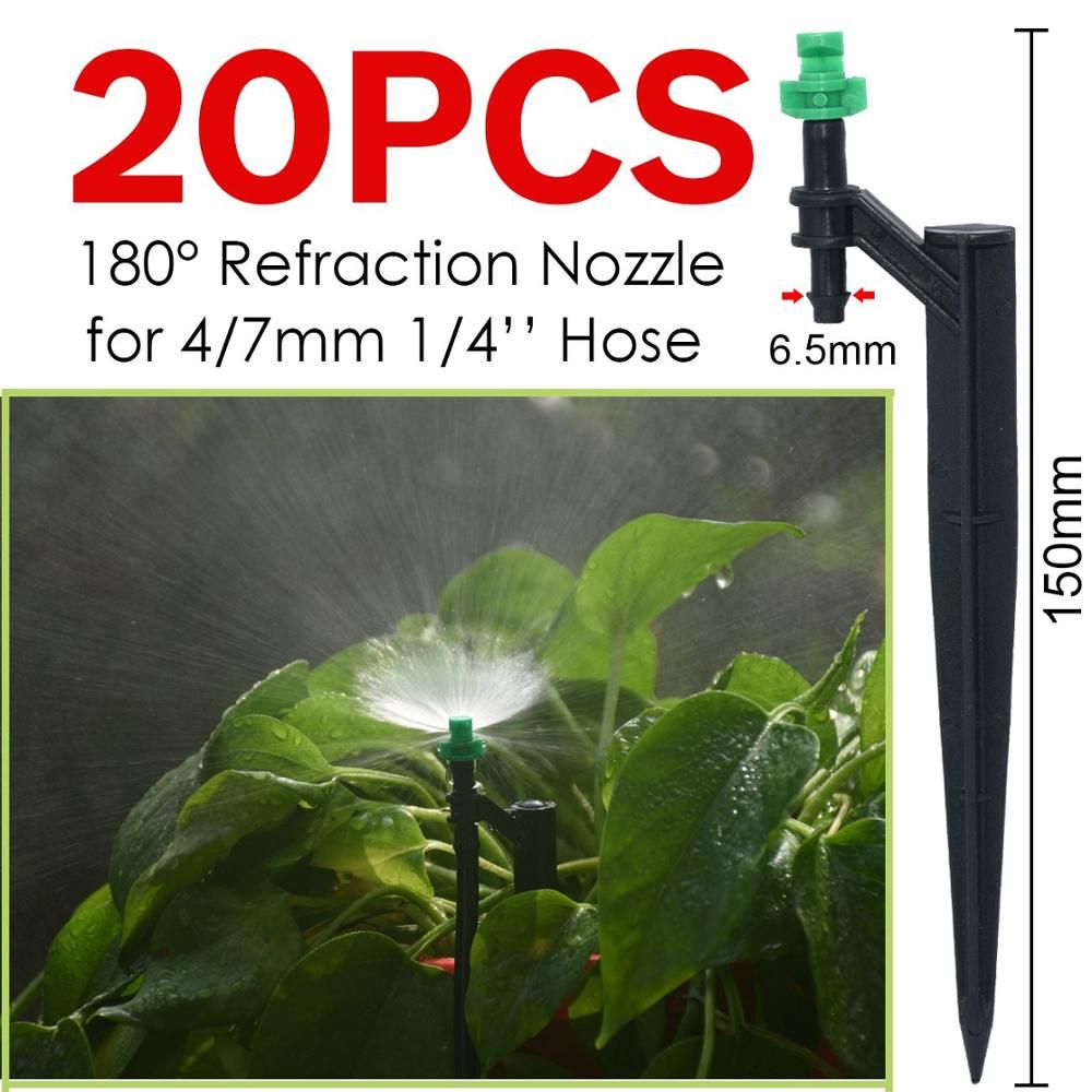 20PCS 90/180/360 Degree Misting Nozzle 13cm Stake 1/4" Barb  Drip Irrigation Watering Garden Flower Irrigation Sprinkler