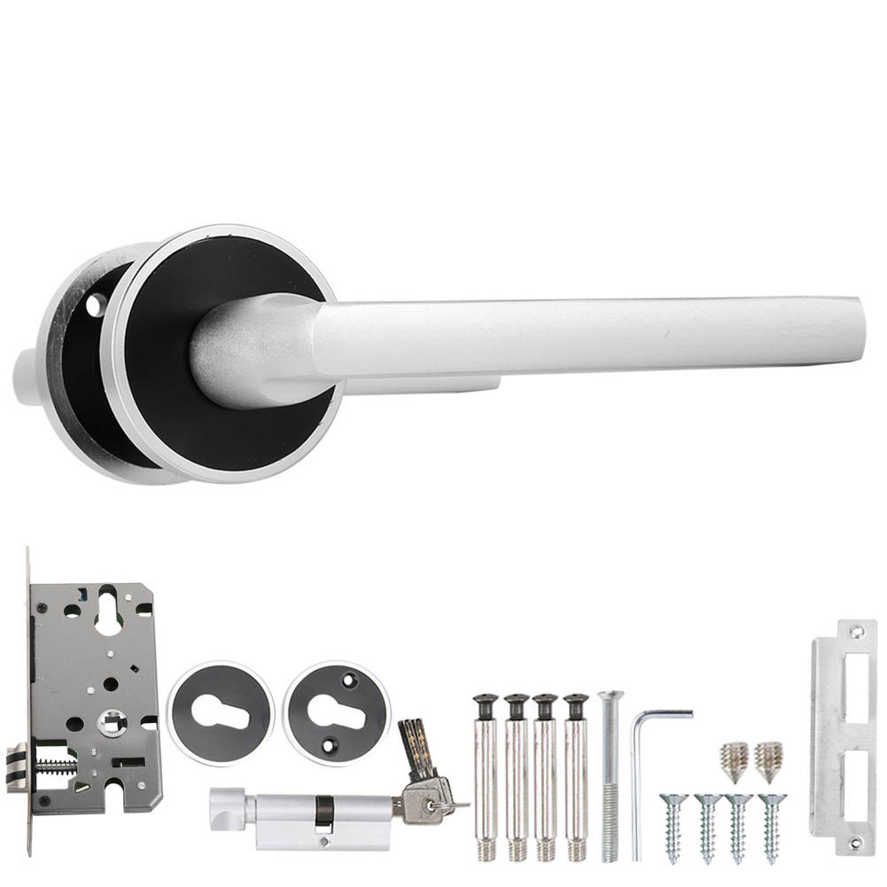 European Style Durable Door Handle Front Back Lever Lock With Keys Aluminum