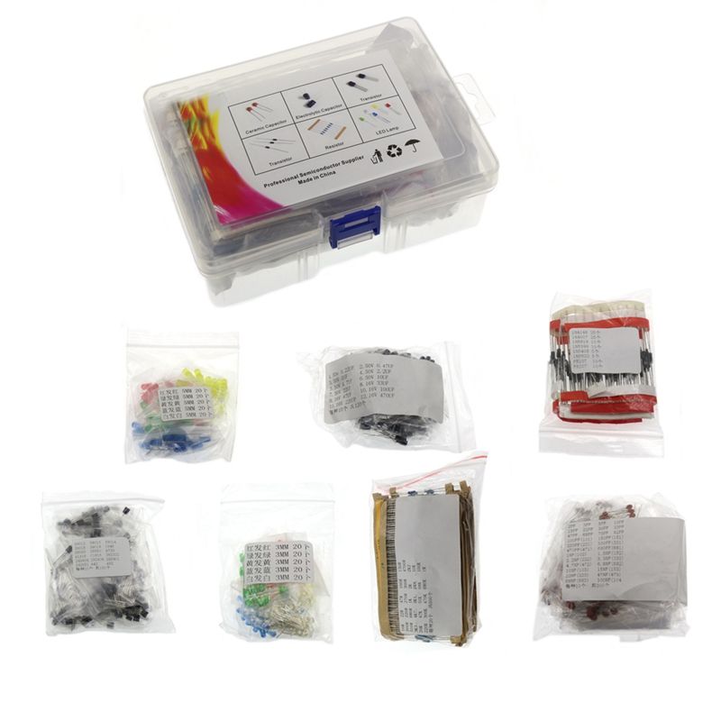 Aluminum Electrolytic Capacitor Kit+Diode Kit+LED 3MM 5MM KIT+Transistor Kit+Metal Film Resistor Kit