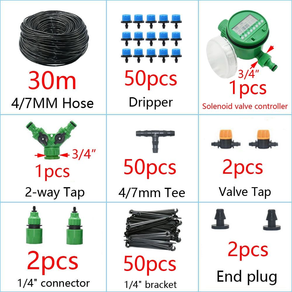 DIY Drip Irrigation System Automatic Watering Garden Irrigation Micro Drip Watering Kits with 8 Holes Drippers Sprinklers