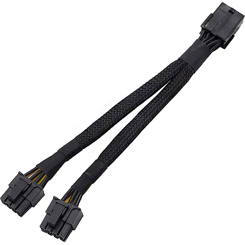 1PCS GPU PCIe 8 Pin Female to Dual 2X 8 Pin (6+2) Male PCI Express Power Adapter Braided Y-Splitter Extension Cable,20cm