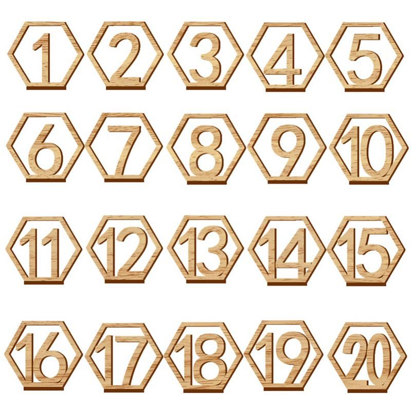 1-20 Numbers Wood Signs Wedding Hexagon Table Number Wooden Table Numbers Rustic Wedding Engagement Seat Numbers Sign(null)
