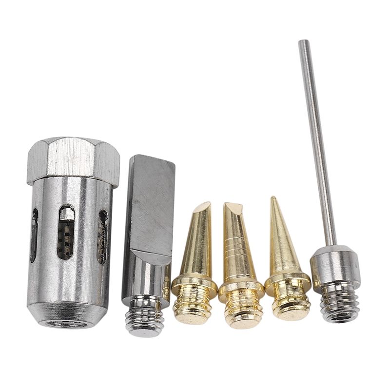 6 Pcs Flame Butane Gas Soldering Tips+Nozzle Butane Gas Solder Tip For Mt-100 Ht-1937 Butane Gas Soldering Iron Kit Welding Set Torch Pen Tools For Soldering Solder
