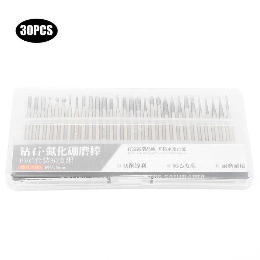 30pcs 150Grit Diamond Grinding Bits Kit Different Head Shape Mixed Tools for Electric Grinder Jades Carving