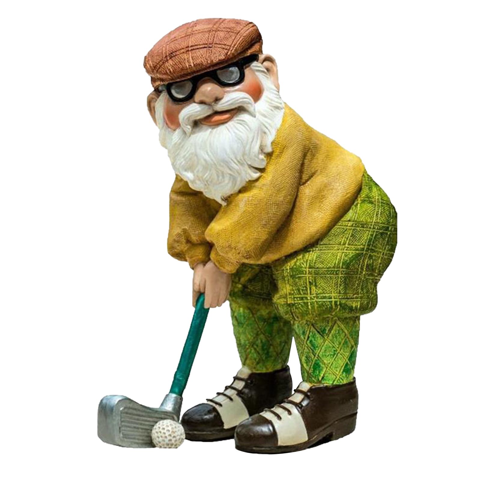 Dwarf Sculpture Full of Vitality Old Man Golfer Figurines Gnome
