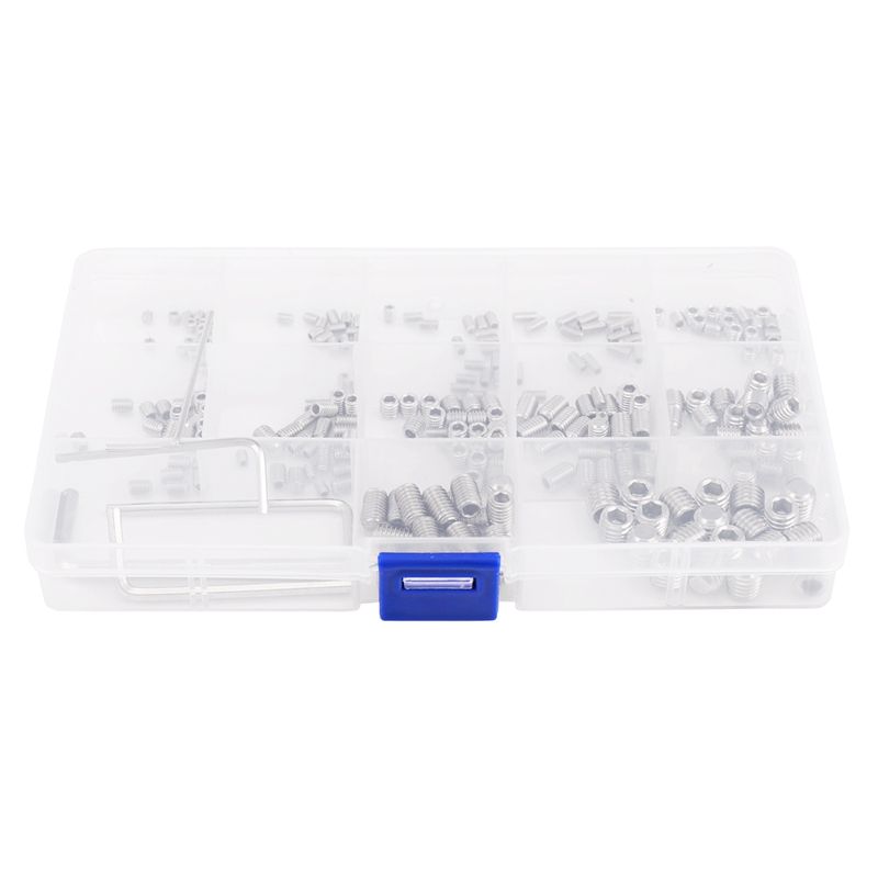 240pcs M3 M4 M5 M6 M8 Metric Stainless Steel Hex Socket Set Screw Assortment Kit