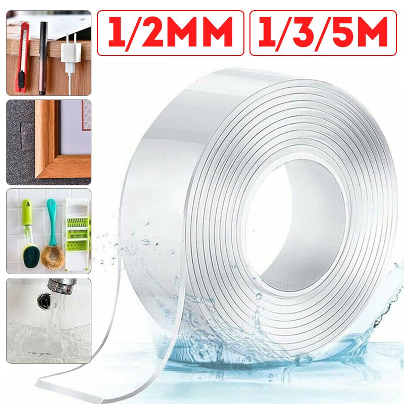 1/3/5M Double-Sided Tape Transparent Adhesive Strong Washable Reusable Traceless Waterproof Seamless Multi-Function Kitchen [1/2MM Thick ,30/50MM Width]
