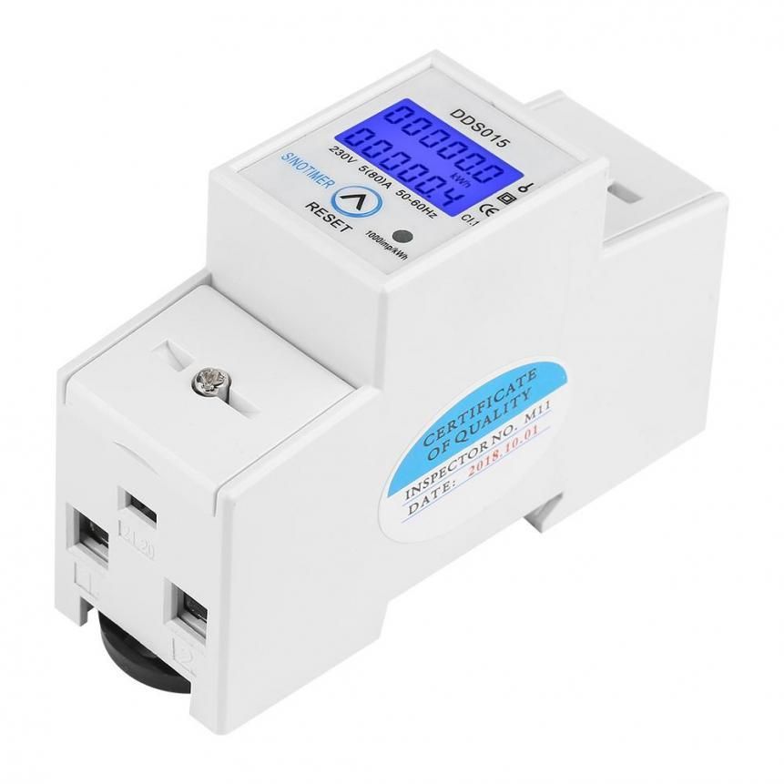5-80A 230V 50Hz Di tal LCD Single Phase Energy Meter Watt Meter 35mm DIN Rail Mounting DDS015