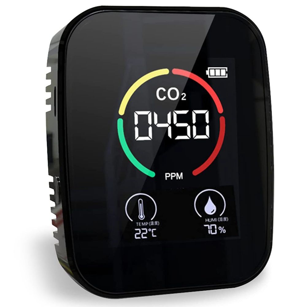 Air Quality Monitor CO2 Monitor CO2 Meter Indoor Temperature and Relative Humidity Meter for Home Office Black
