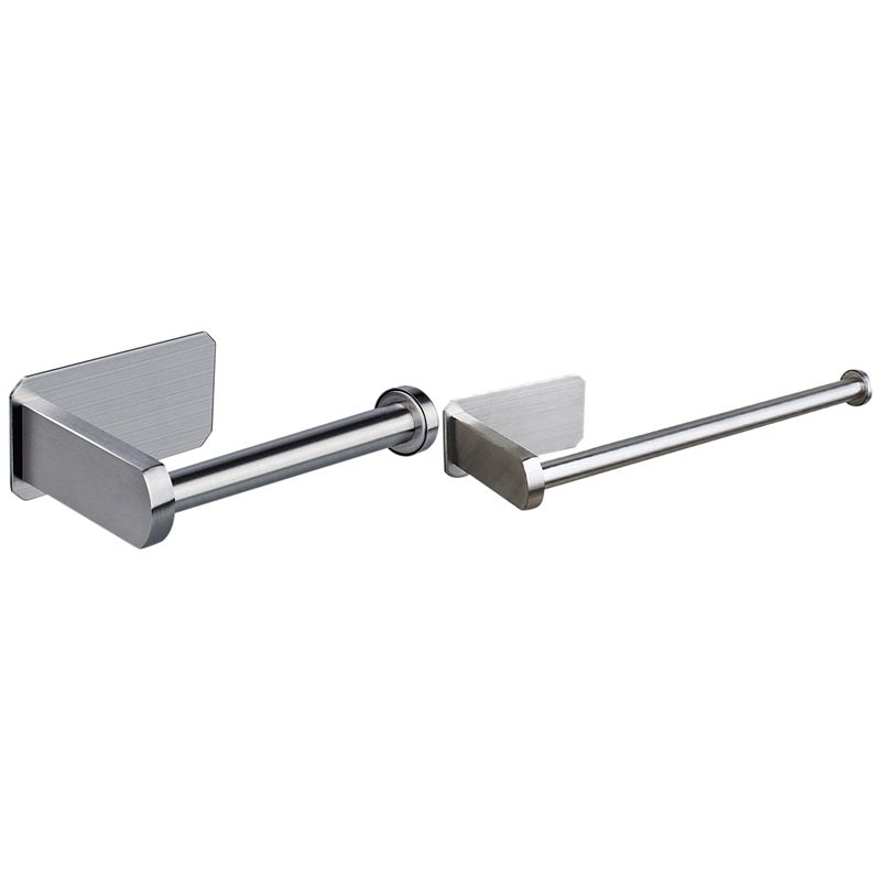 2 Pcs Kitchen Roll Paper Self Adhesive Wall Mount Tet Paper Holder Stainless Steel Bathroom Tissue Rack Holders