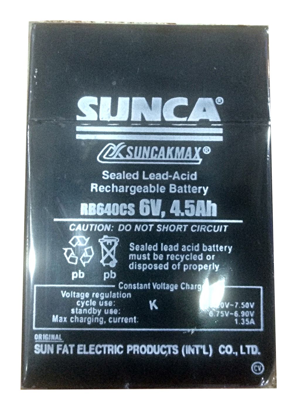 6V 4.5Ah.Battery Sunca Sealed Lead-Acid Rechargeable