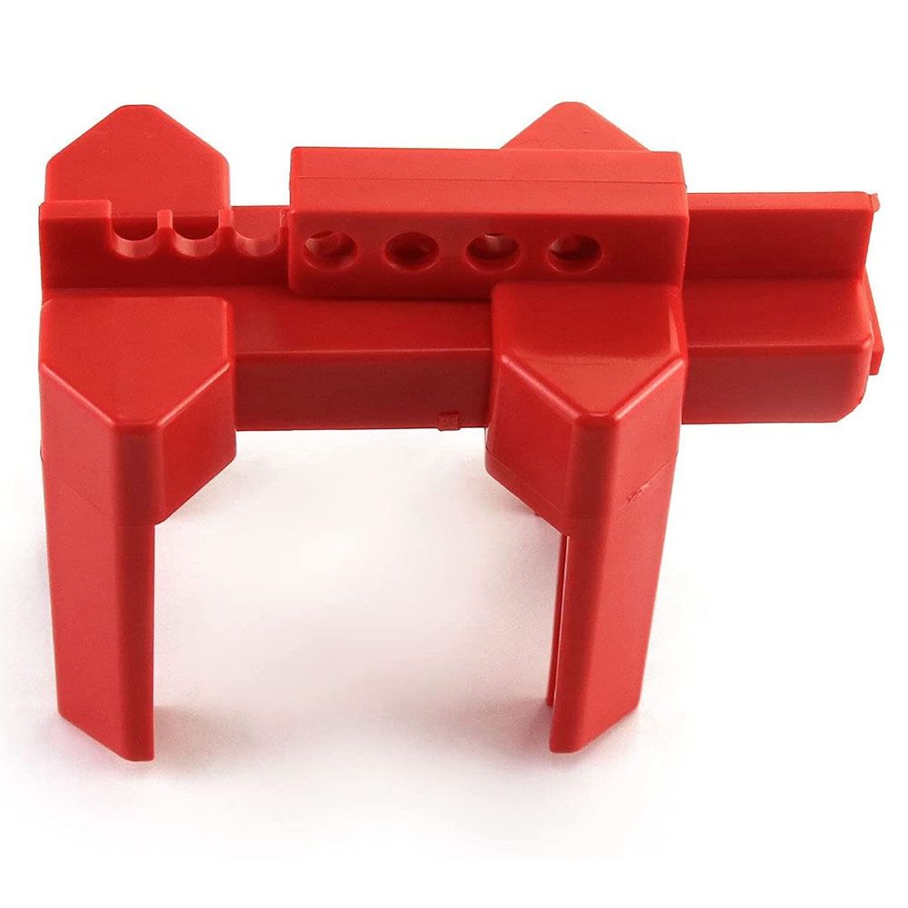 Small Ball Valve Lockout, for 1/2 Inch - 2-1/2 Inch OD Pipe, Red, 1 Pack