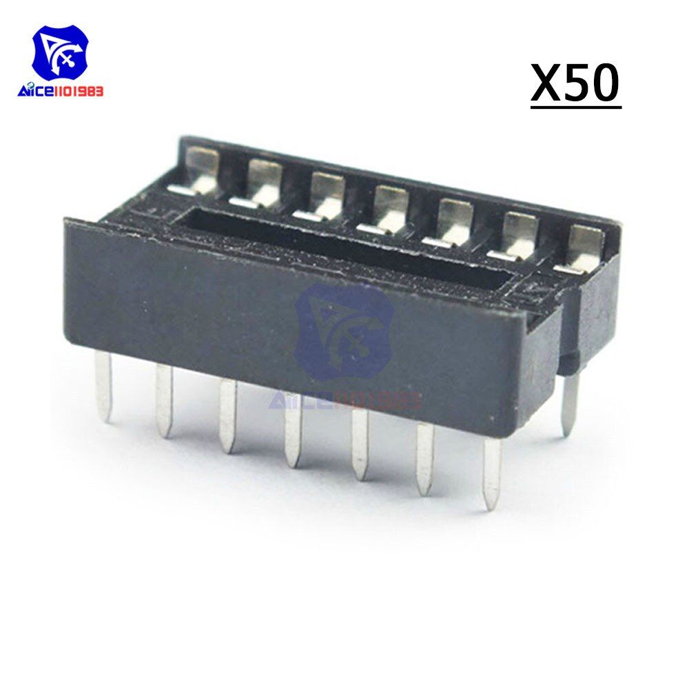 diymore 50PCS/Lot IC Socket DIP-14 14 Pins Adapter Solder Type Socket DIP-14