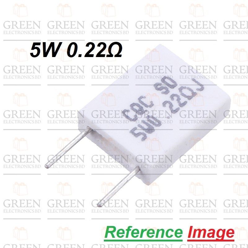 2Pcs Wirewound 5W 0.22 Ohm Non-Inductive Ceramic Cement Resistor 0.22R 5 Watt BPR56 Wire Wound Resistance Axial Lead Fixed Cement Resistor 5% Tolerance